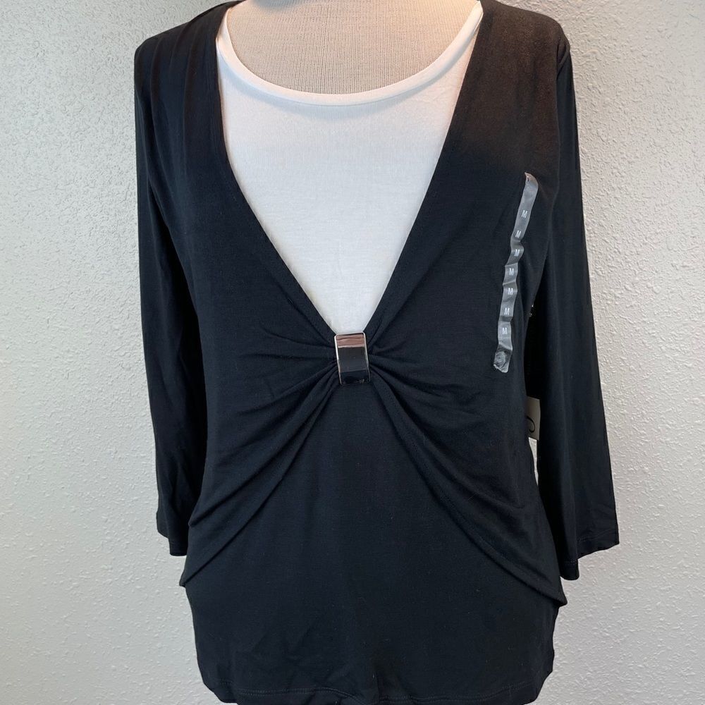 NWT Jones New York Signature White and Black Top